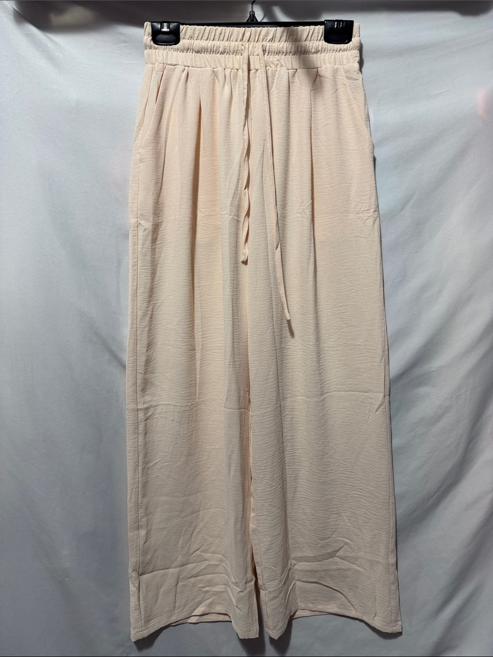 Lightweight Cream Wide-Leg Drawstring Pants